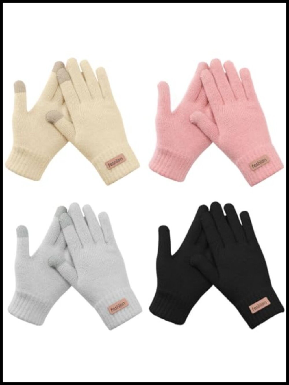 4 Pairs Winter Gloves for Women Knit Warm Lining Touchscreen Glove